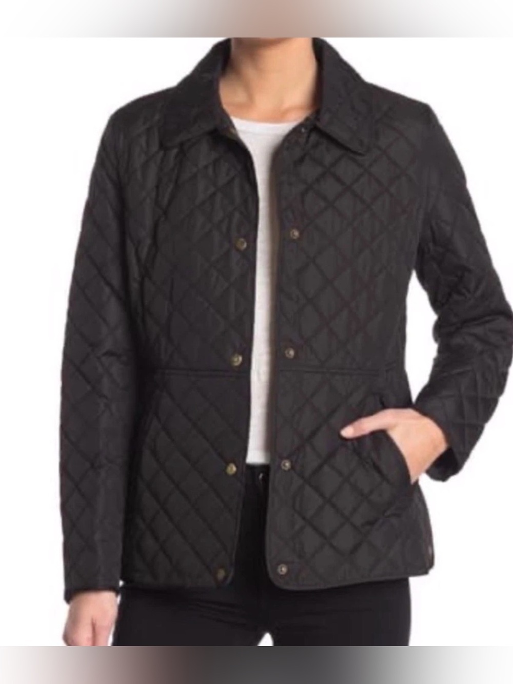 LAUREN RALPH LAUREN WOMENS QUILTED JACKET BLACK SZ L NWT